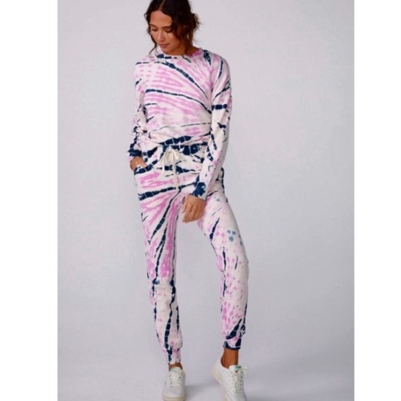 Monrow Bamboo Burst Tie Dye Sweatpants. - Picture 1 of 7
